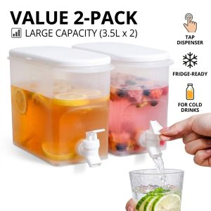 XMSJ | Cold Water Kettle with Faucet Beverage Dispenser 3.5L Water Jug Lemonade Juice Container Water Pitcher for Refrigerator Kitchen