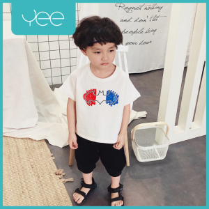 YeeShop ชุดเสื้อผ้าเด็กผู้ชาย/เด็กผู้หญิงแขนสั้น ลายไอติม/ตราค้างคาว ไซส์ 110#/24-30เดือน 120#/30-36เดือน 130#/3-4ปี (Heng 1103)