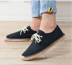 Breathable Linen Slip-On Mens Casual Shoes Elastic Shoelace Design Low Cut Canvas Shoes Comfortable Flat Heel Plain Color