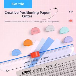 KW-TRIO | Multi-functional Paper Trimmer Seven-in-One Blade for Straight Curve Rainbow and Patterned Cutting