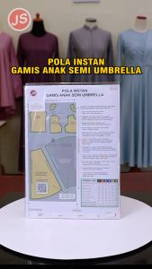 Pola Instan Gamis Anak Semi Umbrella (IS 019) - Pola Baju Jamblang Studio