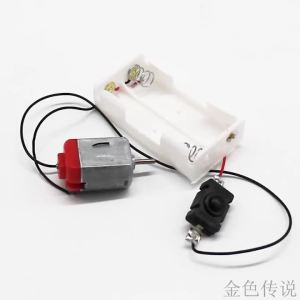 【ZYAA-1】Black White 130 Motor Kit With 2xAA Battery Storage Case And Switch 16500 RPM Mini DIY Electronic Motor Circuit Model