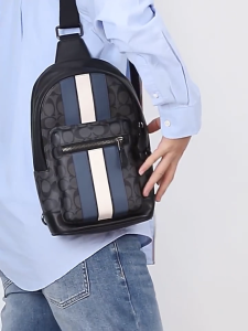 bag official store crossbody bag mens classic WSET chest bag first layer cowhide C2999 size: 19*33*7cm