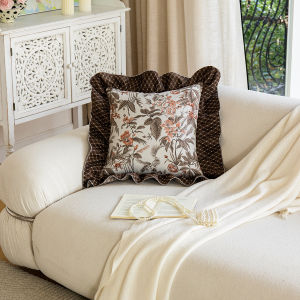 French Luxurious Sofa Pillowcase Elegant Modern Simple Style Indoor Square Plant Floral Pattern PP Cotton Filled Living Room Sofa Bed Pillowcase