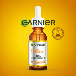 Garnier Bright Complete Overnight Brightening Booster Serum 30ml - Visible Radiance and Reduced Dark Spots Overnight