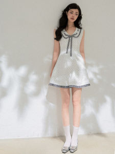 KEIKO | Girly Polka Dot Sleeveless A-line Waist-accentuating Dress