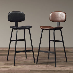 Modern Simplicity Iron Art High Stool Backrest Soft Package Industrial Style Bar Chair Home Use Counter Stool Non Rotatable