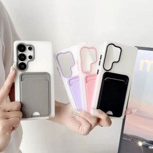 Luxury Card Holder Bag Phone Case For Samsung Galaxy S25 Edge S24 S23 Ultra Plus S24 FE Shockproof Card Slot Wallet Matte Cover