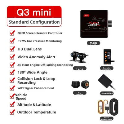 VSYSTO | Night Vision Dual Front and Rear Camera Riding Recorder