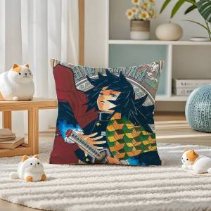 Bandai | Demon Slayer Rui Spider Demon Anime Plush Pillow Cover Soft Short Plush Cushion Cover For Sofa Bedroom Home Decor Gift