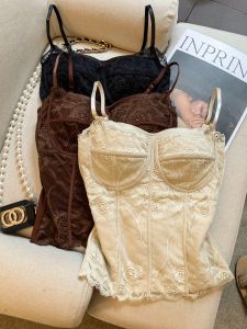 GUZILIAN | Warm Lace Edge Tank Top with Bra Pads