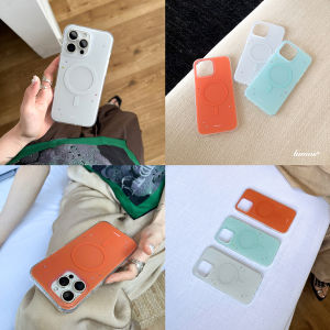 Lumos Colorful Gemstone Diamond Embedded Magnetic Absorption Phone Case Simple Pure Color Universal Fit for iPhone 16