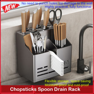 ⭐️【Local warehouse+COD】⭐Chopstick Spoon Storage Rack Box Kitchen Utensil Holder Keep Drying Tableware Organizer Container Cutlery Basket