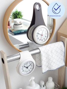 Creative Waterproof Bathroom Kitchen Glass Clocks Bathroom Silent Fogproof Clocks Fridge Magnet Suction Cup Clocks Home Decor