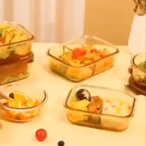 Glass Fresh-Keeping Box High Borosilicate Heat-Resistant Microwave Oven Bento Fridge Special Sealed Bowl 便當盒可微波