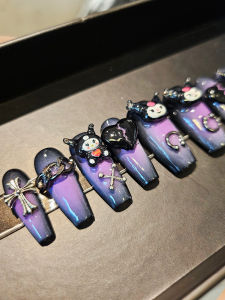 Dark Cool Baby! Wearable Nail Art Pieces Heavy Duty Detachable Anime Dark Gradient 3D Shaped Nail Tips from Mythical Animals