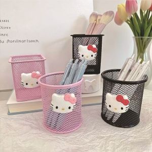 Sanrio | Kawaii Hello Kitty Pen HolderCartoon Pencil Holder Desktop Stationery Organizer Makeup Brush Storage Box Cute Desk Decor Gift