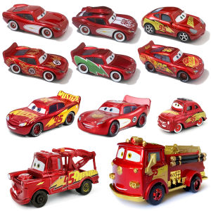 Takara Tomy | Disney Pixar Cars Electroplated Version Wine Red McQueen Sally Mater Red Luigi Alloy Diecast Car Models Childrens Toy Car