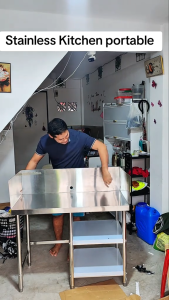 XINHONG Stainles Steel Gas Stove Rack 100/120cm Kitchen Storage Table Heavy Duty Table Commercial Cooking Table Burner Stand