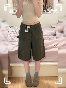 MZVZ | Vintage American Military Green Loose Culottes Denim Shorts