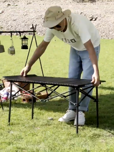 Foldable Camping Table and Chair Portable Egg Roll Table with Net Waterproof for Outdoor Picnic