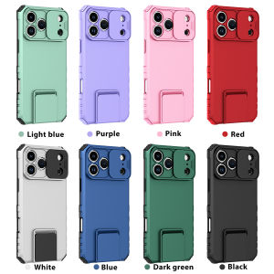 Luxury Shockproof Phone Case For iPhone 17 Air 17 Pro MAX 16 15 14 Plus Pro Max 16e Slide Camera Lens Protection Invisible Stand Cover Casing