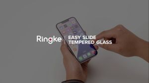 Ringke Easy Slide Tempered Glass [2 Pack] Compatible with [Apple iPhone 16e] Screen Protector with Installation Tool HD Quality 9H Hardness Tempered Glass Film