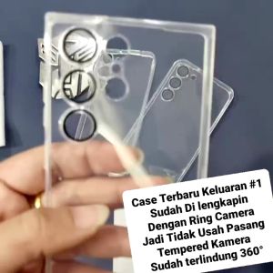 ORIGINAL ULTRA THIN 1.0mm Case + RING Camera Samsung S22ULTRA S22 S22+ S23 S21 SLIM Softcase Tipis CLEAR BENING Glossy Simple Soft Casing Glosy Plastik TPU Silicone Sofcase Pelindung Lensa 1 Set Original ORI FE Plastic Silikon Karet Galaxy 5G ULTRA Plus