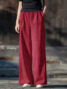 Big Sale Leak-Picking ~ Linen Wide-Leg Pants Womens Autumn and Summer Pants Thin Loose Cotton and Linen Retro High Waist Straight-Leg Shorts