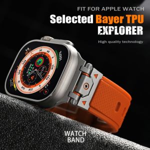Sport Strap for Apple Watch Ultra 3/2 SE Series 11 10 9 8 7 6 5 4 3 Men Women Outdoor Durable Metal Connector Replacement Silicone TPU Band for Apple iWatch 38mm 40mm 41mm 42mm 44mm 45mm 46mm 49mm