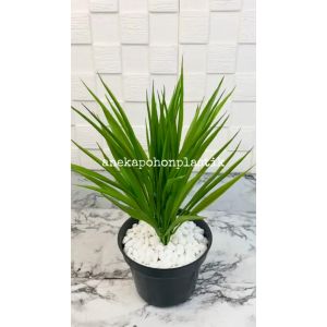 Tanaman Hias Daun Kucai X1 Latex Artificial Pot Dasar Hitam Plastik Tanaman Imitasi Dekorasi Pajangan Ruangan Rumah