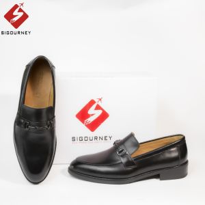 Giày Lười Nam ĐẾ PHÍP Cao Cấp Da Bò Italia Lót Da Thảo Mộc SIGOURNEY Màu Đen Khóa Kim Loại SCC05 Bảo Hành 18 Tháng