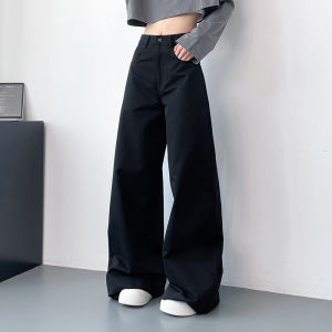 Loose Casual Pants Womens Spring New plus Size Pear Shape Slimming Wide Leg Suit Trousers Commute Style mid Waist Cotton Polyester