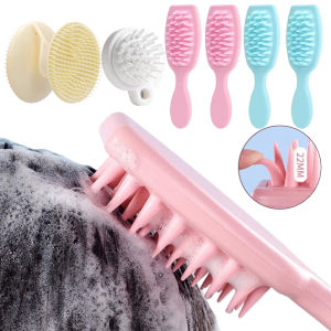 Silicone Shampoo Brush Scalp Massage Brush Head Washing Comb Long Handle Hair Massager Bath Brush Body Scrubber Hair Accessories