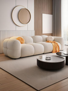 Cream Style New Arrival Italian Normcore Tofu Block Sofa Large and Small Apartment Type Living Room Reception Fabric Module Combination Sofa