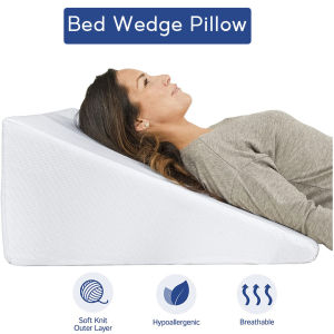 Big Wedge Bed Pillow Helps With Sleep & Acid Reflux Elevated Supportive Cushion Big Wedge Pillow Replacement Pillowcase