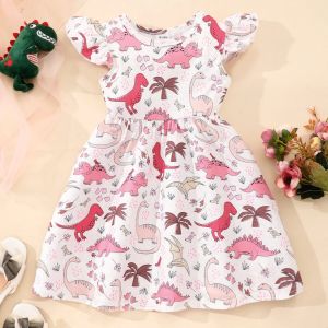 2024 Summer Dress Kids Girl Clothes Cartoon Koala Short Sleeve Casua Fashion Birthday Baby Girl Dresses 2 3 4 5 6 7 8 Years Old