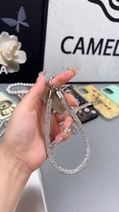 Full Diamond Women Style Mobile Phone Lanyard Hanging Chain Clip High-End Luxury Wrist Hang Rope Bold Rhinestone Solid