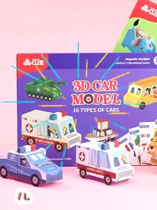 Đồ chơi gấp hình động vật phương tiện giao thông 3D bằng giấy kèm keo hồ cho bé