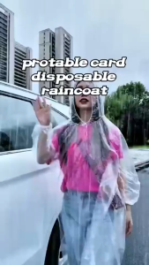 10PCS Card Raincoat Disposable Portable Raincoat Whole Body Rain Cover Thickened Adult Size