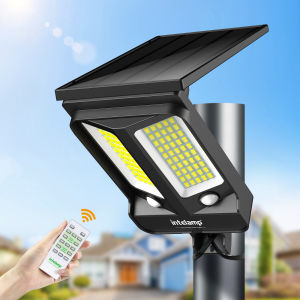 intelamp Long Life 4000mah Solar Lights Outdoor With 2 Motion Sensors Detection 180° Street Light For Garden Yard Path Garage
