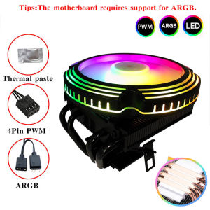 ARGB CPU Cooler 4 Heatpipes 120MM PC Processor AM4 CPU Fan For Intel LGA 1366 1155 1156 1700 2011 X99 X79 AM3 AM5 Ventilador
