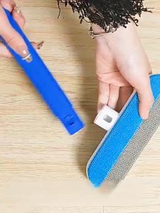 4 In 1 Detachable Window Screen Cleaner Brush with Handle Squeegee for Clean Windows Floors Glass Surfaces Wiper Scraper Grout Scrubber Screen Gap Brush Glass Cleaning Tools