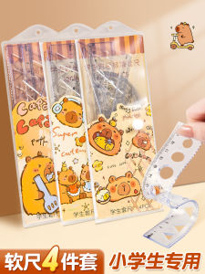 Flexible Ruler Set Four-Piece Set of Soft Rulers with Wave Lines Bendable Triangles for Primary And Secondary School Students