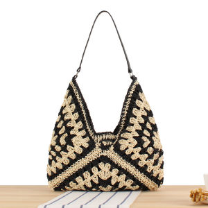 Trendy Large Capacity Woven Bag Womens Versatile Fashion Single Shoulder Straw Weave Bag Vacation Commuting Single Shoulder Bag