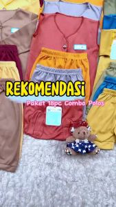 18pcs Paket Premium Perlengkapan Baju Bayi Celana Sarung Tangan Bayi Baru Lahir Combo Polos SNI