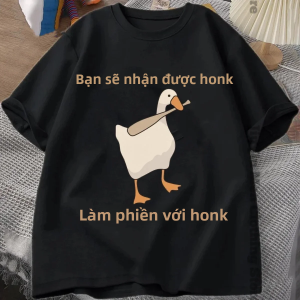 Áo Thun Thời Trang Mùa Hè Nam Nữ In Hình Untitled Goose Game Chất Liệu Cotton Kiểu Dáng Rộng Rãi Cổ Tròn Tay Ngắn.