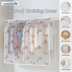 JustLiving 110x110cm Wardrobe Clothes Dust Cover Closet Dustproof Clothes Rack Cover Hanging Clothes Cabinet Cloth Cover Wardrobe Storage Hanging Organizer Bag