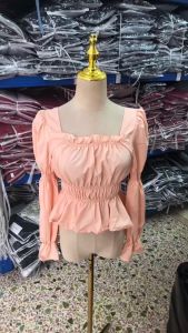 baifernbah ดาวรุ่นเดียวกัน เสื้อแขนพอง เสื้อแฟชั่นแขนยาว เสื้อฮัน เก็บเอว แสดงผอม รุ่นสั้น เสื้อแขนยาว