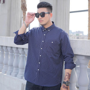Men Button Down Striped Shirts Long Sleeve Slim Fit Untucked Dress Shirts Casual Summer Beach Plus Shirts (L-10XL)